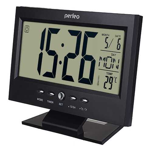 Perfeo Часы-будильник Set, чёрный, (PF-S2618) время, температура, дата в Тогас