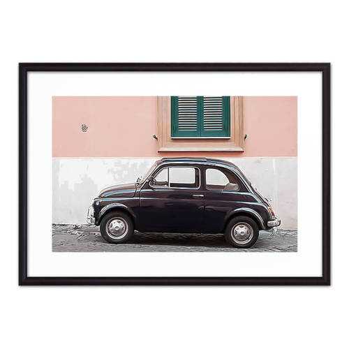 Постер в рамке Черный автомобиль Рим 50х70 см в Тогас