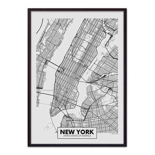 Постер в рамке Карта Нью-Йорк 50х70 см в Тогас