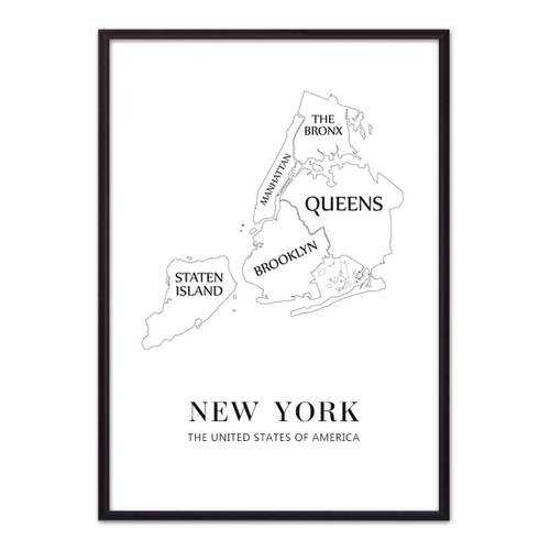 Постер в рамке New York карта 30х40 см в Тогас