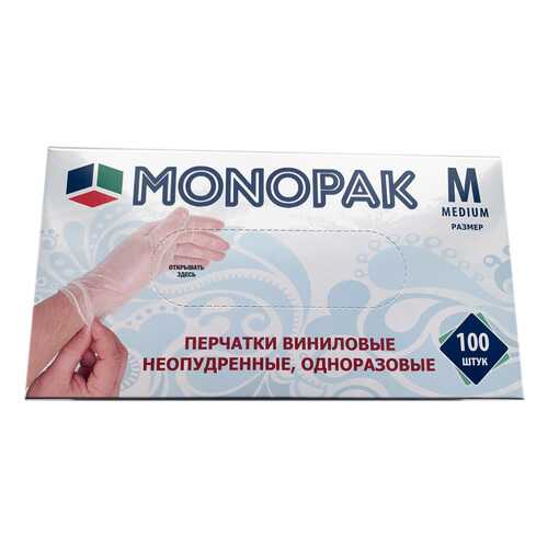 Перчатки Monopak виниловые неопудренные бесцветные M 100 шт 50 пар в Тогас