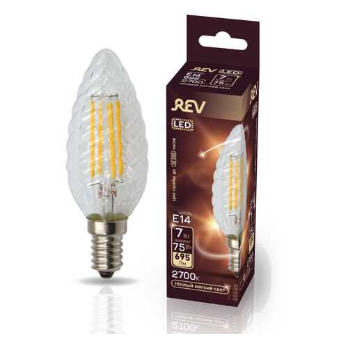 Лампа светодиодная REV FILAMENT свеча витая TC37 E14 7W, 2700K, DECO Premium, теплый свет в Тогас