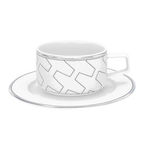 Чашка чайная с блюдцем 275мл Vista Alegre TRASSO, цвет белый, серебряный в Тогас